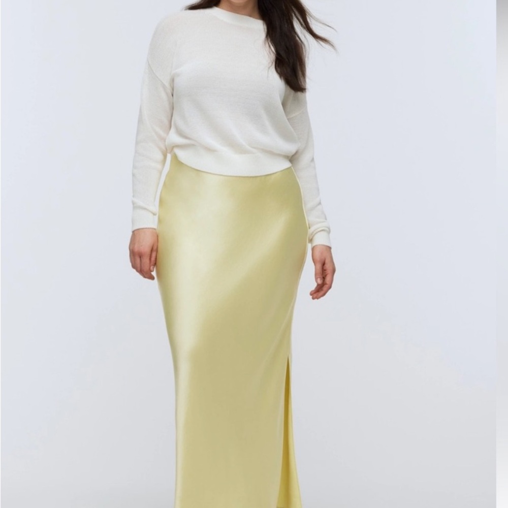 Madewell butter Yellow Satin Skirt NWT
